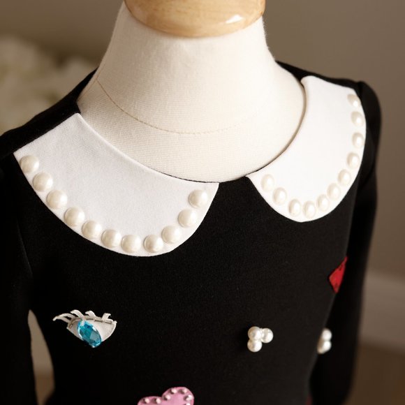 Girls Couture Black White Long Sleeve Dress 3T Biscotti Kate Mack Embellished - Picture 4 of 6